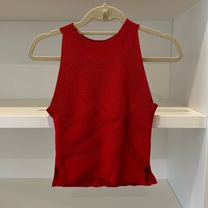 Aritzia Cropped Sculpt Knit in Red